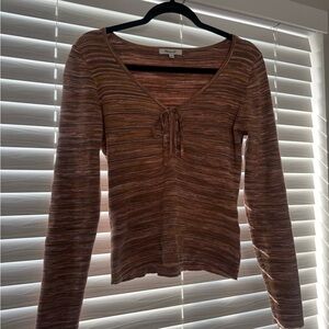 Madewell Brown Striped Long Sleeve Top